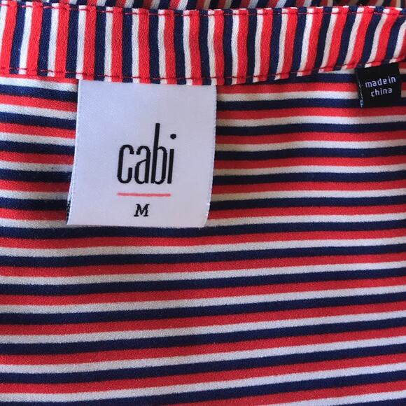 Cabi Franklin Red V Neck Striped Blouse - Picture 8 of 10